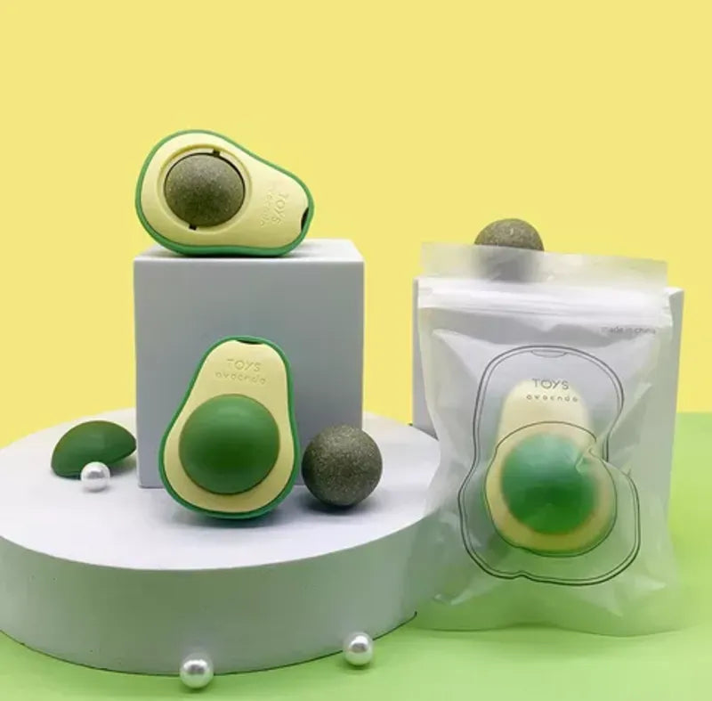 Catnip para Gatos en Forma de Aguacate con Adhesivo – Juguete Interactivo