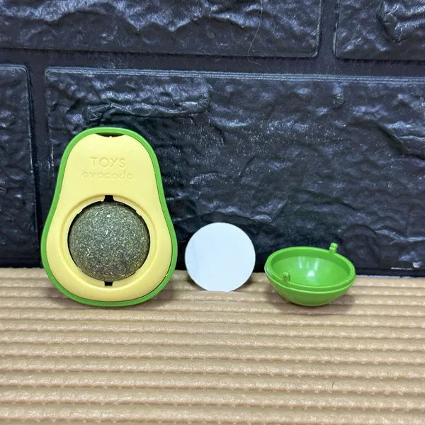 Catnip para Gatos en Forma de Aguacate con Adhesivo – Juguete Interactivo