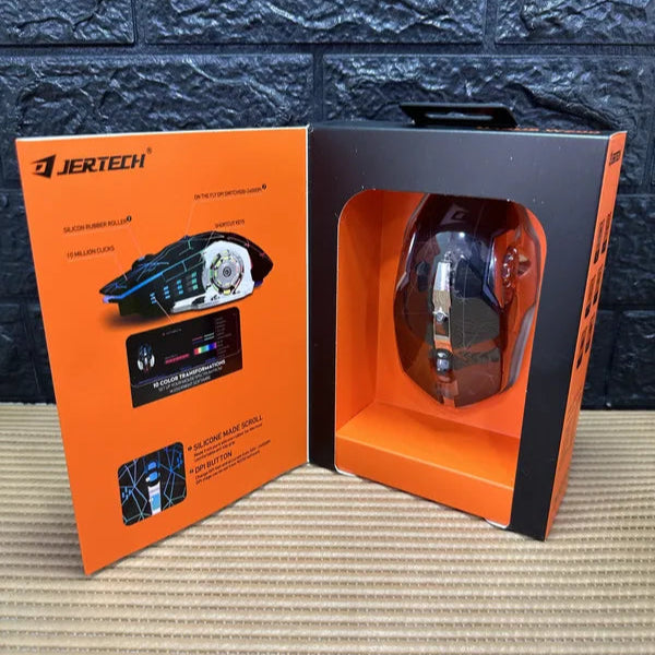 Mouse Gamer Jertech con Luces LED RGB y Diseño Ergonómico