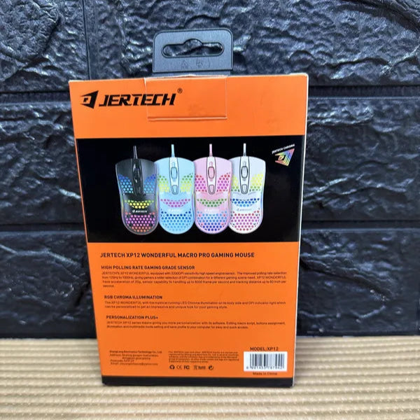 Mouse Gamer Jertech XP12 RGB Diseño Panal Ultraligero