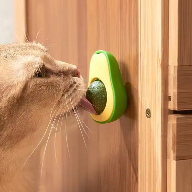 Catnip para Gatos en Forma de Aguacate con Adhesivo – Juguete Interactivo