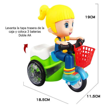 Triciclo Stunt Eléctrico Niño y Niña Con Música, Luces y Giros Locos