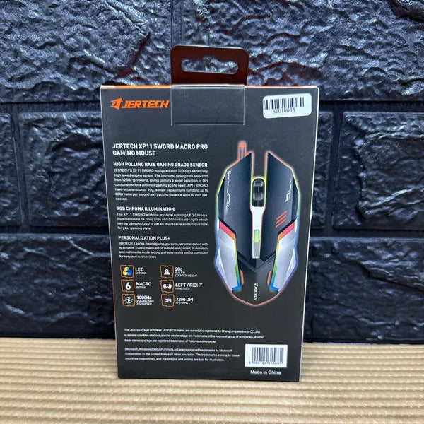 Mouse Gamer Jertech XP11 Sword Blanco USB con Luces LED