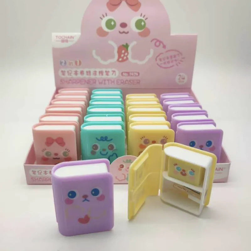 Mini Librito Escolar – Tajalápiz + Borrador Integrado