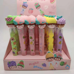 Resaltadores Kawaii Frutales x1  Con Caritas y Colores Suaves