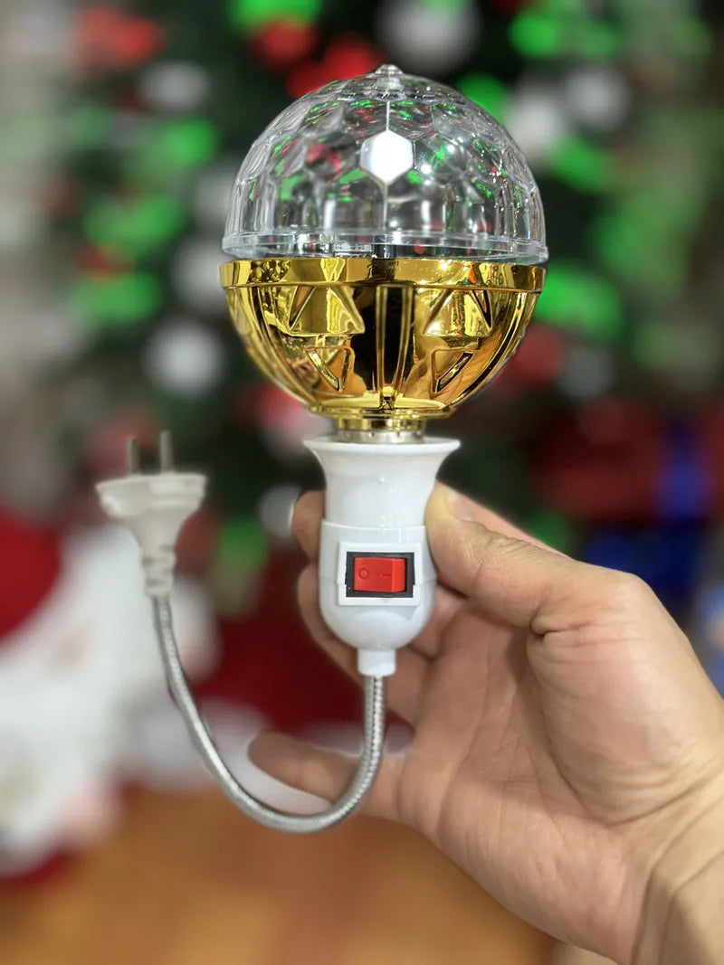 Bombillo giratorio multicolor con adaptador y botón de encendido
